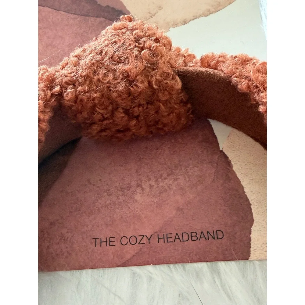 Kristin Ess The Cozy Headband Rust Brown Sherpa Boucle Top Knot Hair Accessory